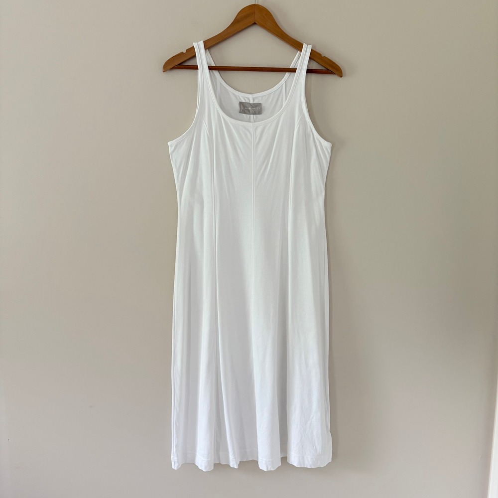 Everlane Cotton Midi Dress L White Tank Scoop Neck Seam Detail Sleeveless - Picture 10 of 10